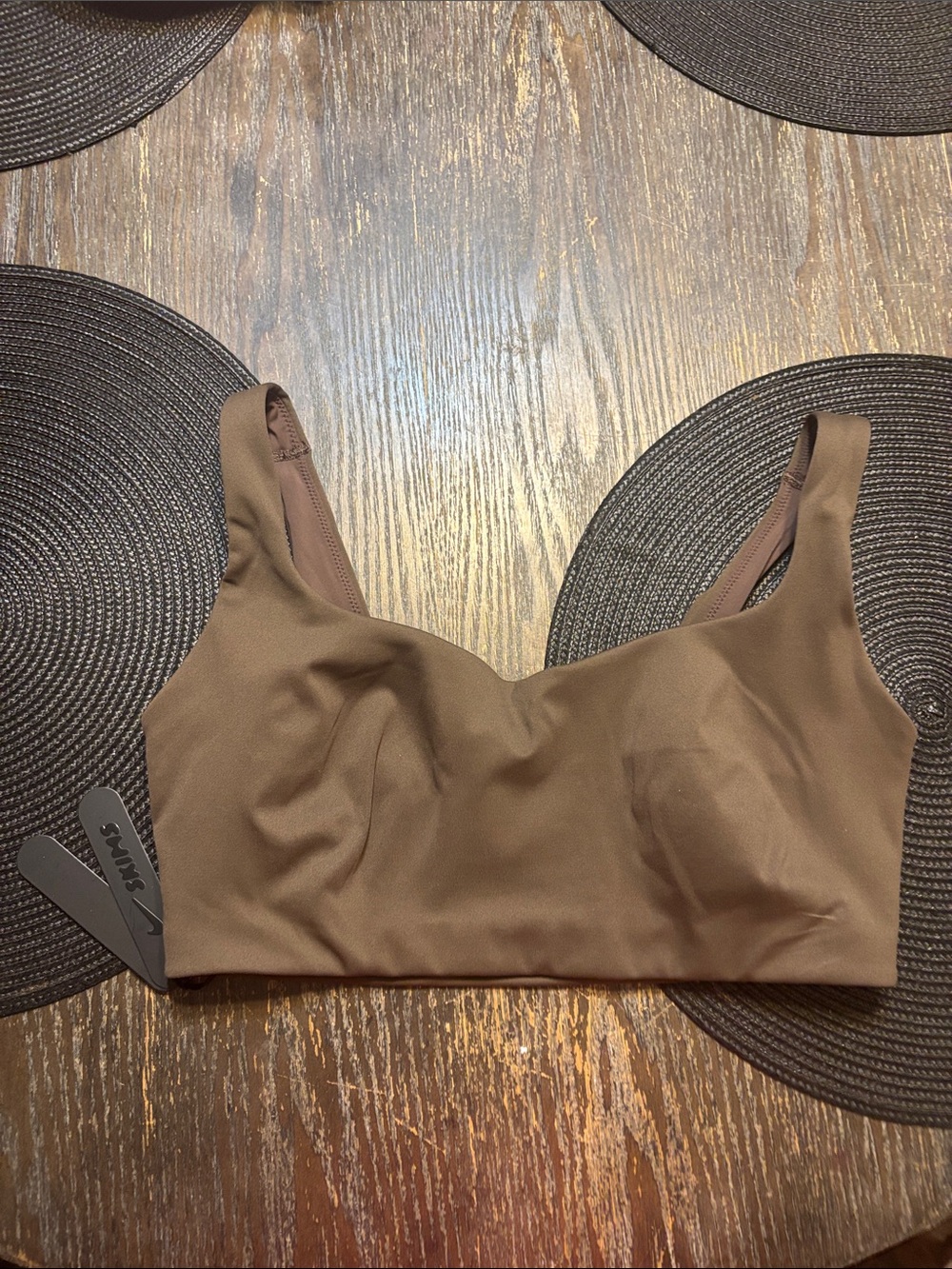 SKIMS/Nike Matte scoop neck dry fit bralette medium Dark sepia brown BraletteNWT